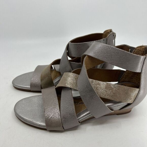 Sofft Shoes Womens 5.5 Rosaria Sandals Metallic Leather Gladiator Wedge Comfort - Picture 1 of 8